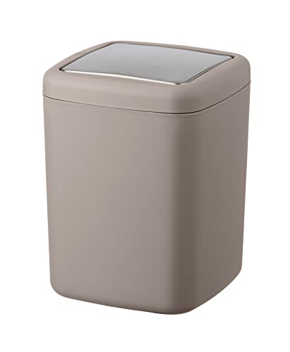 WENKO Petite Poubelle Salle de Bain, Poubelle à Couvercle, 3L, Barcelona, Taupe, Plastique incassable, 15x20x15 cm