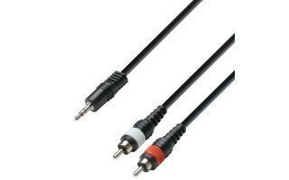 Adam Hall 3 Star Series 3m 3.5mm Jack Stereo to 2X RCA Male Audio Cable