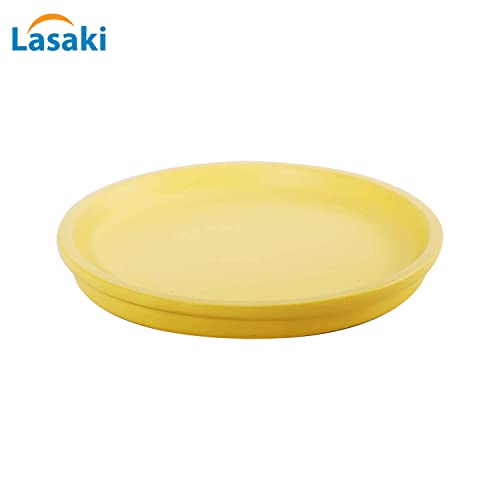 Image of Lasaki Round Ceramic Trays (Plates Saucers) for Pots, planters, Flower, Succulent(Set of 2,Saffron,6 inch) R6(Plants not Included)