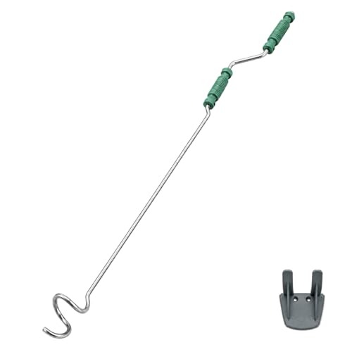 BIOGRN 46.5" Compost Aerator Tool, Manual Compost Turner, No Assembly Stainless Steel Compost Stirring Tool for Compost Bins, Outdoor Compost Piles & Backyard Composting, Wall Mount Hook