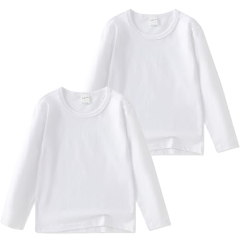 2 Pack Cotton Long Sleeve Tee Shirts Basic Crewneck T-Shirts for Boys/Girls/Toddlers Long-Sleeve T-Shirts