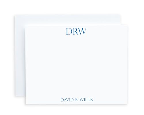 Personalized Masculine Notecards and Envelopes Set, Initial Stationary Set for Guys, A2 FLAT Cards, Choose Quantity and Colors, Custom Business Stationery Set, Mens Correspondence Cards with Name