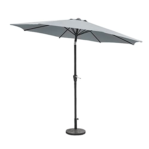 GardenKraft 2m Outdoor Garden Parasols/Tilt & Crank Mechanism / 6 Steel Ribs/UV 30 Protection/Durable Polyester Material (Grey)