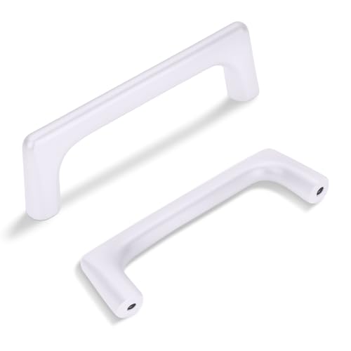10 Pack 3.75 Inch(96mm) Hole Center Modern Matte White Cabinet Pull Handle Timeless Vanity Drawer Pull Handle Classic Cabinet Hardware for Kitchen Dresser Bathroom, Screws Included, M-White(3.75x10)