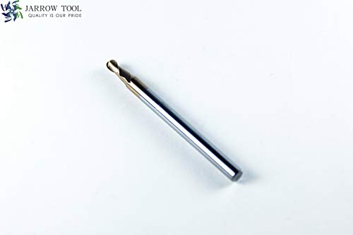 Image of Carbide Ball Nose End Mill for CNC Machine Milling Tools, for Alloy Steels /Hardened Metals - 2 Flute - 55HRC TiAlN Coated (5Pcs, 1 /8)