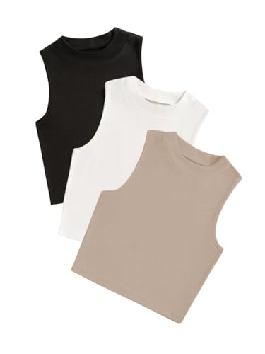 Hauts courts femme Toochki lot de 3 débardeurs en coton à col haut