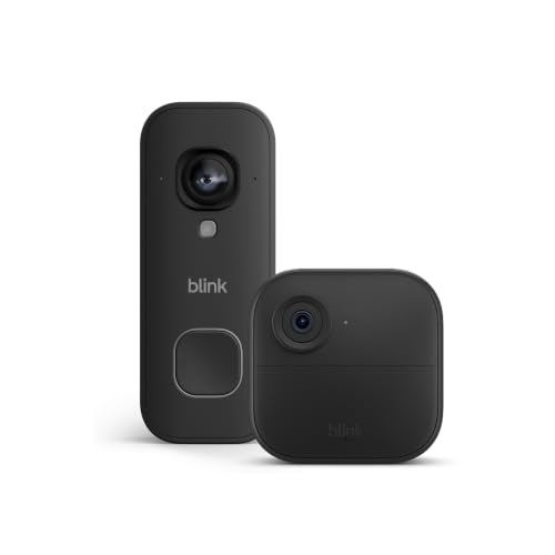 Blink Outdoor 4 con Blink Videocitofono 2K+ cablato (ultimo modello), Nero, Modulo di sincronizzazione di base incluso