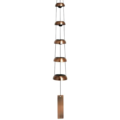 Woodstock Chimes Signature Collection, Woodstock Temple Bells, Quintet (32'') Copper, Wind Bells for Outdoor, Patio, Home or Garden Décor (TB5C)