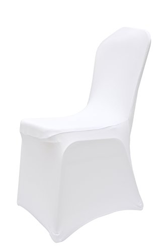 Harvey Williams White Chair Covers Spandex/Lycra Elasticated Flat Front (10)
