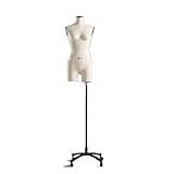 Schneiderpuppe Nähunterwäsche-Mannequin-Dummy-Requisiten Dreidimensionales Schneiden Halbkörper-Mannequins for Frauen Kleidungsdesign Schneiderpuppe(Black Wheel Base 2)