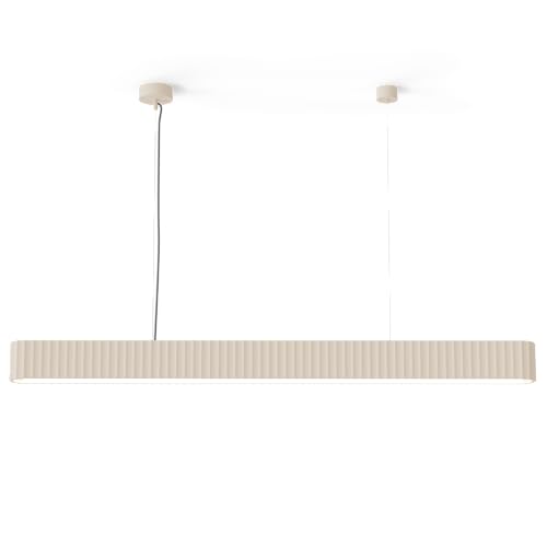 Sulion - Lámpara de Techo colgante LED BETTY Blanca 120cm - 28W 1300lm Temperatura Color Regulable 2700-4000K con Mando a Distancia -Temporizador - Lámpara de Salón y Cocina - IP20 (Blanco)
