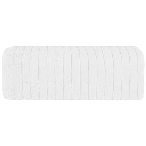 Image of Elegant Comfort 100% Turkish Cotton Corduroy Ribbed Luxury Jumbo Bath Towel Ultra Soft - 35 x 70 Inch - Luxury Spa Premium Hotel Quality Highly Absorbent and Quick Dry Large Bath Towel, White