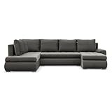 Mebligo - Ecksofa mit Schlaffunktion und Bettkasten Tokio II PRO, 300 cm Breit, Wohnzimmer Eckcouch Ottomane Links, Sofa Velour mit Bettfunktion - Sofa Hellgrau (Kronos 15)
