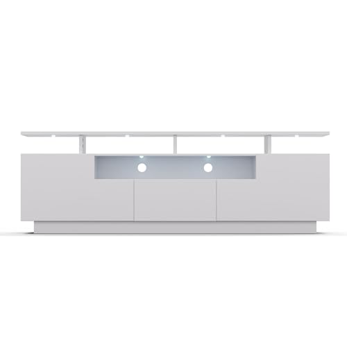 Blumfeldt Meuble TV Blanc - Salon - 150 cm - LED Colorées - Rangement - Moderne