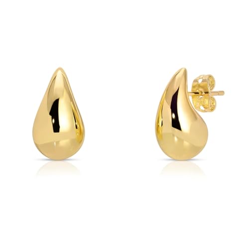 Tropfenohrringe Dupes für Frauen Dickes Gold Chunky Creolen Wassertropfen Ohrringe für Frauen Hypoallergen 18MM Messing Kein Edelstein