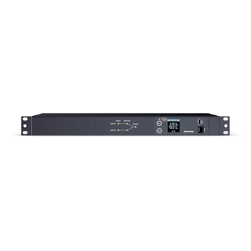 CyberPower PDU24001 Metered ATS PDU, 100-120V, 15A (Derated to 12A), 10 Outlets, 1U Rackmount