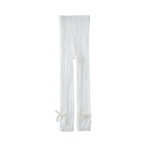 Toddler Girls Lace Tights Cute Bow Hem Hollow Sheer Footless Dance Pantyhose Stockings Leggings for Kids 1-6 Years