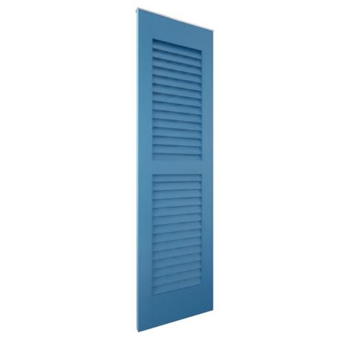 18"W x 75"H Americraft Two Equal Louver Exterior Real Wood Shutters (Per Pair), Sojourn Blue by Ekena Millwork - Used condition - Image 4