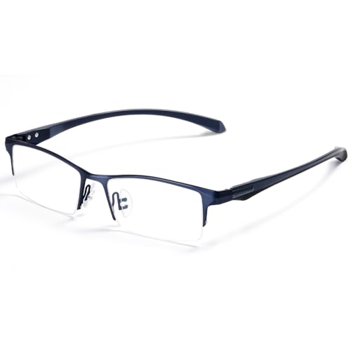 Image of ZanyLen Blue Light Glasses for Men Semi Rimless Rectangular Computer Glasses