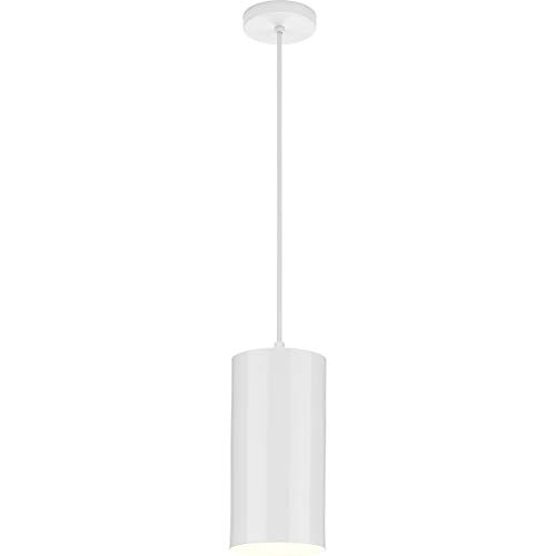 Cylinder Collection 6-Inch 1-Light White Modern Outdoor Hanging Pendant Light #TOP2