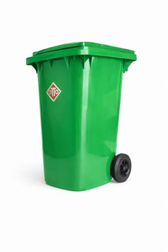 Image of OTTO Plastic Manual-Lift Garbage Waste Dustbin with Wheels 240 Ltr Green