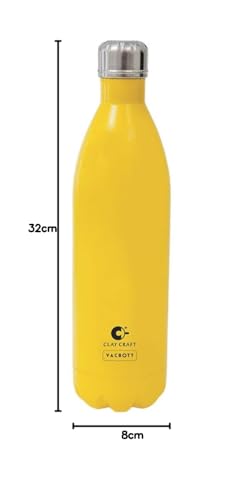 Image of Clay Craft Vacbott Vaccum Bottle, 1000 ml Stark Double Walled 24 Hours Hot and Cold Water Bottle, 1 Piece,| Leak Proof | Office Bottle | Gym | Home | Kitchen (Yellow)
