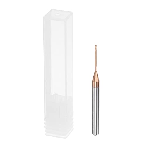 Image of uxcell Square Nose End Mill, 1mm Solid Carbide AlTiSin Coated Long Reach CNC Router Bits 2 Flutes Milling Cutter with Extended Neck, 14mm Cutting Length 4mm Shank