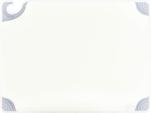 San Jamar White 18x24" Saf-T-Grip Cutting Board with Safety Hook