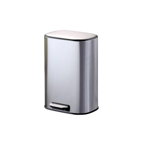 ZZlei2yu-12 Cubo de Basura Bote de basura pequeño con cubos interiores plástico, for oficina, cocina y dormitorio, pedal cierre lento(Silver)