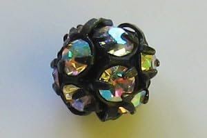 6 pcs Round Rhinestone Bracelet Spacer Charm Beads 8 mm Crystal AB Black BALL-CAB-8B-6