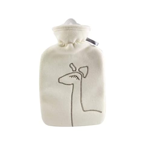Hot Water Bottle with Cover (1,8L Fleece, White Deer Application), Made in Germany, Non-Toxic Certified, Soothing Warmth, Helps Relief Muscle Aches & Pain, Menstrual Cramps Cover