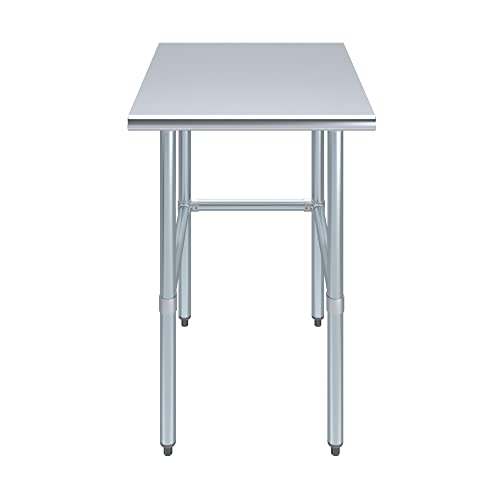 Image of AmGood Stainless Steel Work Table Open Base | Metal Work Bench (Stainless Steel Table Open Base, 24 inch Long x 30 inch Deep)