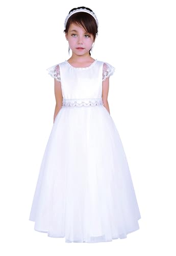 Girl 1st Communion Tulle White Clothes Teens Kid Wedding Pageant Prom Dresses Size 6 7 8 9 10 11 12 13 14