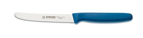 Giesser Coltelli 5x Coltelli multiuso 11 cm lunghezza lama con taglio ondulato Nero/Azzurro/Limone/Arancione/Rosa - Coltelli professionali Made in Germany