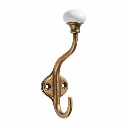 CHIVS Antique Brass Ceramic Double-Prong Wall Hooks