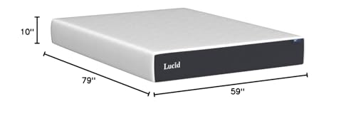 LUCID 10 Inch Memory Foam Mattress - Firm Feel - Infused with Bamboo Charcoal and Gel - Bed in a Box - Temperature Regulating - Pressure Relief - Breathable - Queen SizeQueen Size