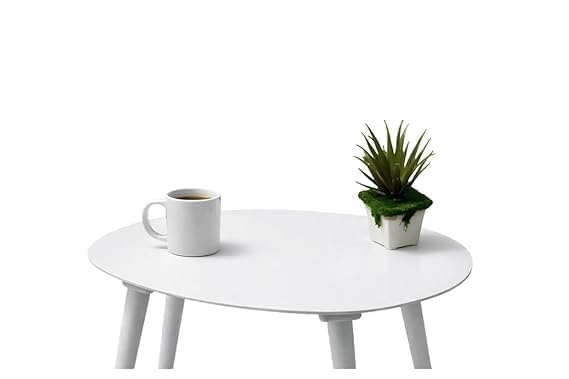 Image of Shoppee Foldable Oval Shaped Bed Side Table for Coffee Tea & Living Room Beauty Full Table (Medium, White)