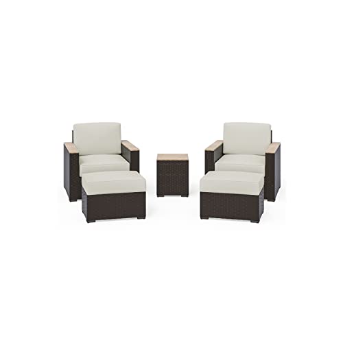 Homestyles Juego de 5 Piezas para Exteriores, Ratán, marrón, 5PC 2 Seat