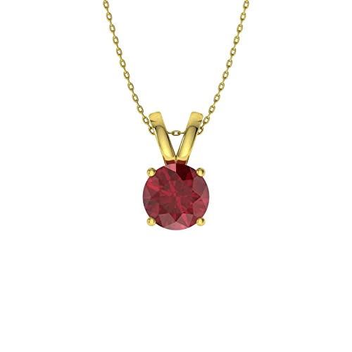 Diamondere Collar solitario rubí natural y certificado en oro amarillo de 9 quilates | Colgante de 0,67 quilates con cadena, metal piedra, rubí, Metal piedra, Ruby Cover