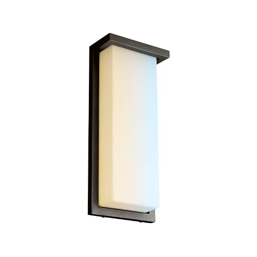 Image of Sunlite 81481 14 inch Modern LED Wall Sconce Light, Outdoor Fixture, Adjustable 3 CCT 3000K-5000K, 20 Watts, 1100 Lumens, Opal Shade, Oil Rubbed Bronze, Indoor for Bathroom, Garage, Hallways & Entryways