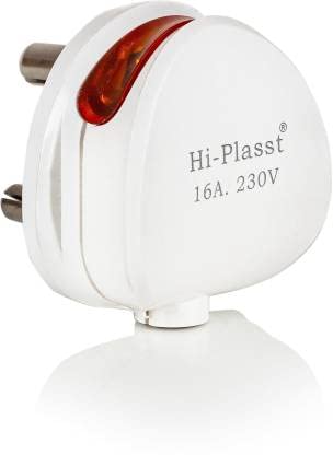 Image of Hi-Plasst (Pack of 1) 16A 3 Pin Plug Top with indicator - Heavy Duty 16 Amp Power Plug for AC, Geyser & Microwave | Brass Pins