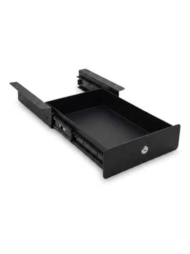 Image of Quick Fix Under Desk Metal Drawer with Lock | Under Desk Drawer for Office Stationery & Accessories | Space Saving Metal Storage Organizer