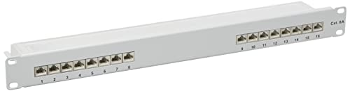 Delock 19″ Patchpanel 16 Port Cat.6A 1 HE grau