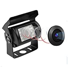 CAMECHO Caméra de recul,12V-24V,18 LED Infrarouges, Caméra de Recul étanche avec connecteur d'aviation à 4 Broches pour Bus/Camping-Car/Camion/Remorque/Camionnette Cover