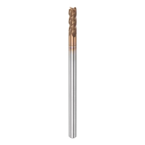 Image of HARFINGTON Micro Grain Carbide Square End Mill 1 /8 inch x 11 /32 inch (3mm x 9mm) Cut 1 /8 inch (3mm) Shank 2 inch (50mm) Length AlTiN Coated 4 Flutes Square Nose Cutter for Alloy Steel Hardened Steel