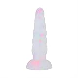 Leuchtender Silikon-Saugnapf-Dildo, Riesendildo, zur G-Punkt-Stimulation und Prostata-Massage, weicher Analplug, Sexspielzeug für Paare, pink und blau (S)