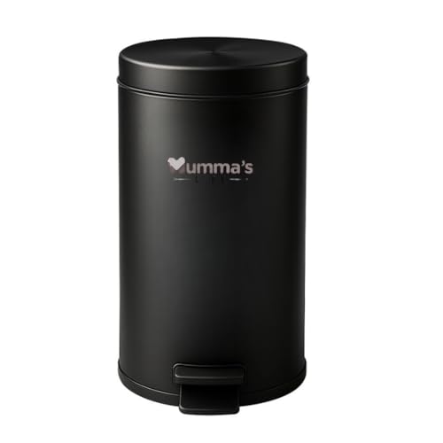 Image of Mumma's LIFE 15Litre Dustbin for Kitchen with Lid | Black Stainless Steel Pedal Trash Cans | Small Dustbins for Home, Bathroom, Bedroom & Toilet