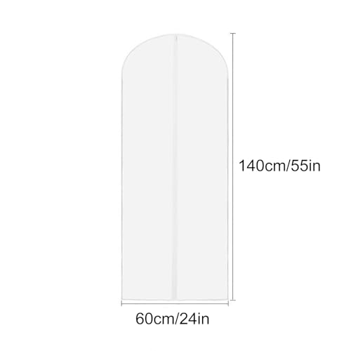 5 Pcs Translucent Garment Bags for Hanging Clothes, EVA Clear Garment Bags, Clothes Covers with Zipper for Coats, Jackets, Shirts(24x55in/60x140cm)2