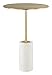 HomeRoots White & Gold Steel, Marble ASA Marble Side Table Gold & White