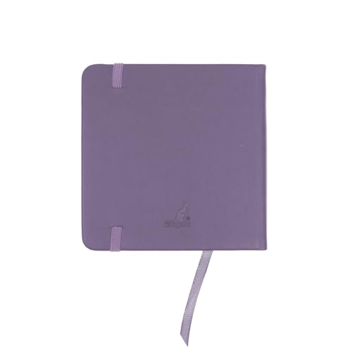 Image of Kangaro Sketchbook 12 x 12 cm Heather Purple PU Hard Cover 80 Sheets 140 g Cream Paper with Elastic Band and Ribbon
